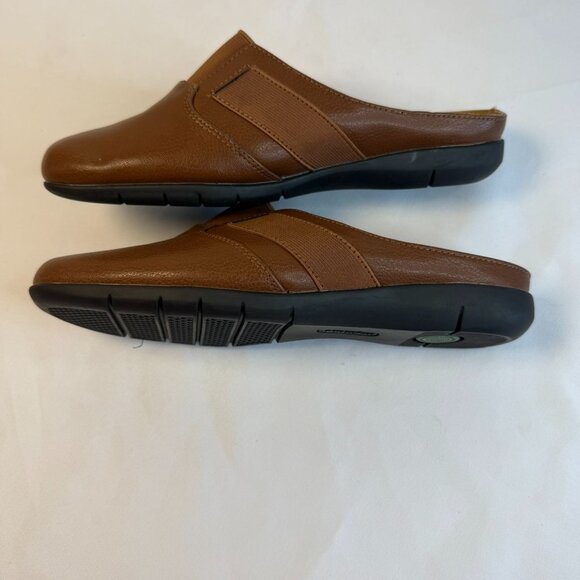 Comfortview The Sarah Womens Size 7.5 Wide Brown Leather Mules Workwear Casual - Picture 6 of 12